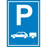 thumbnail of PKW mit Anhänger Parkplatz Schild Gespannparkplatz A0 Rückseite selbstklebend