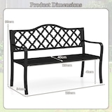 thumbnail of COSTWAY Metalen tuinbank, weerbestendige bank voor 2 personen, parkbank met rugleuning en armleuningen, metalen bank tot 300 kg