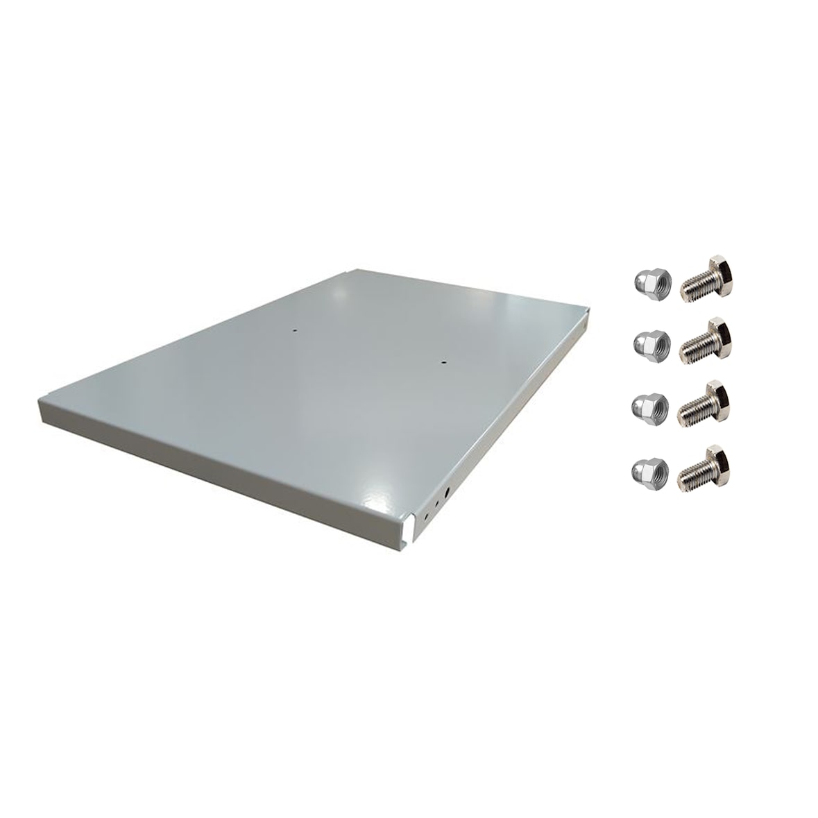 Plateau métallique pour casier + 4 vis. Couleur grise 500x400x35 mm