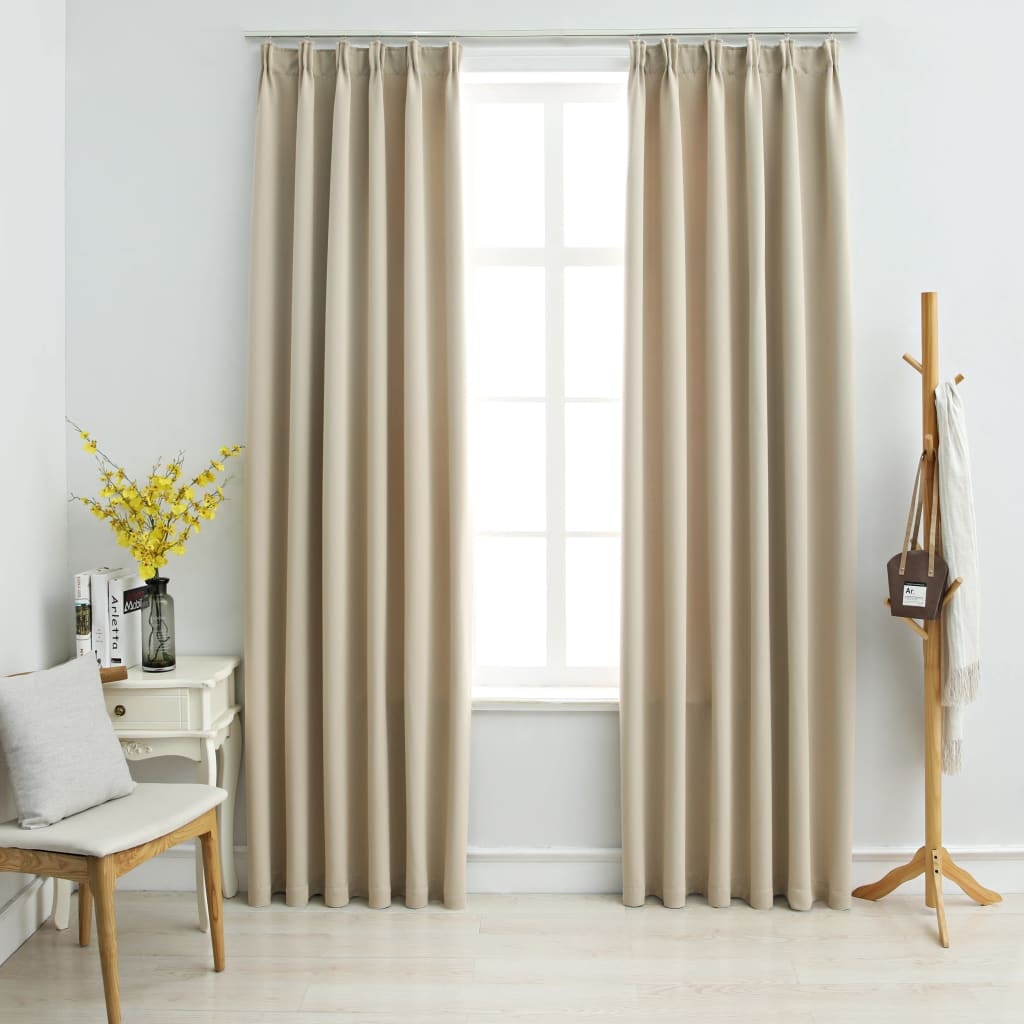 vidaXL Verdunkelungsvorhänge mit Haken 2 Stk. Beige 140x245cm