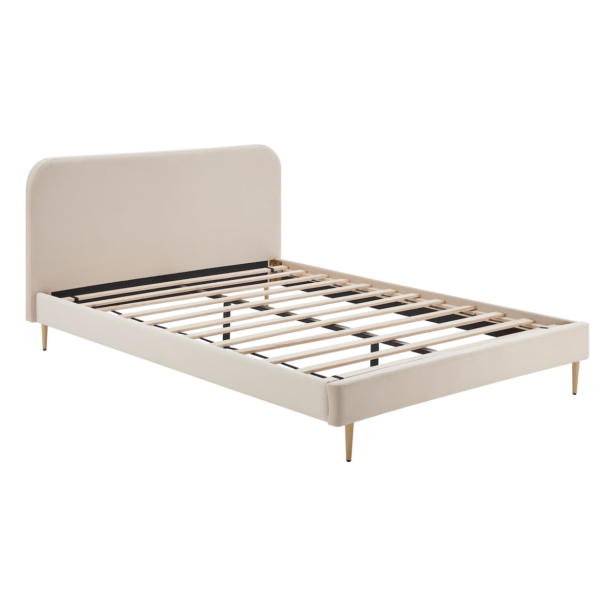 SalesFever Polsterbett | Samt | B 151,5 x T 214,5 x H 91 cm | Beige