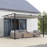 thumbnail of Outsunny Pérgola de Parede de Jardim com Teto Retrátil Tecido de Poliéster e Estrutura de Aço 3,9x2,9 m Creme