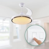 thumbnail of We - LED Silent Plafondventilator - Intrekbare bladen, 6 snelheden, afstandsbediening en 3-toon dimbaar licht - Ø53x30cm