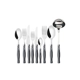 thumbnail of selene, posate set 75 pz ghiera cromo manico nero, scatola gallery, casa bugatti