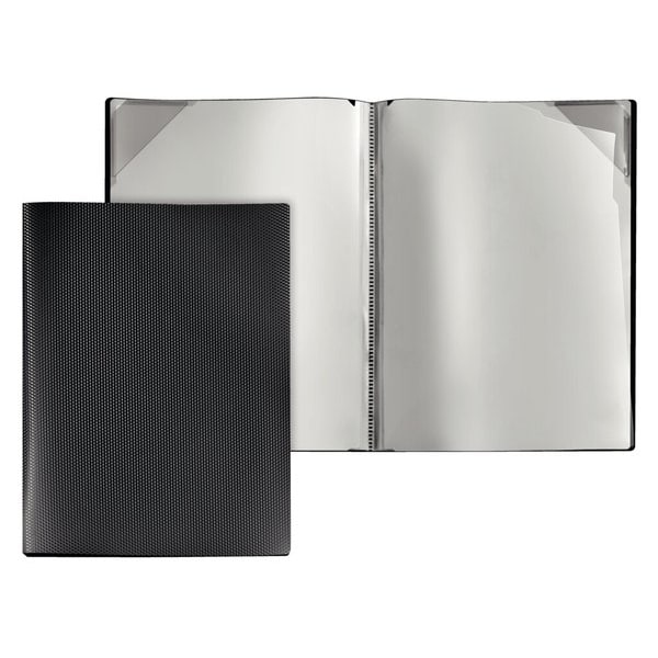 Sichtmappe Diamond, A4, schwarz, 4 Sichttaschen, mit Verschlusslasche