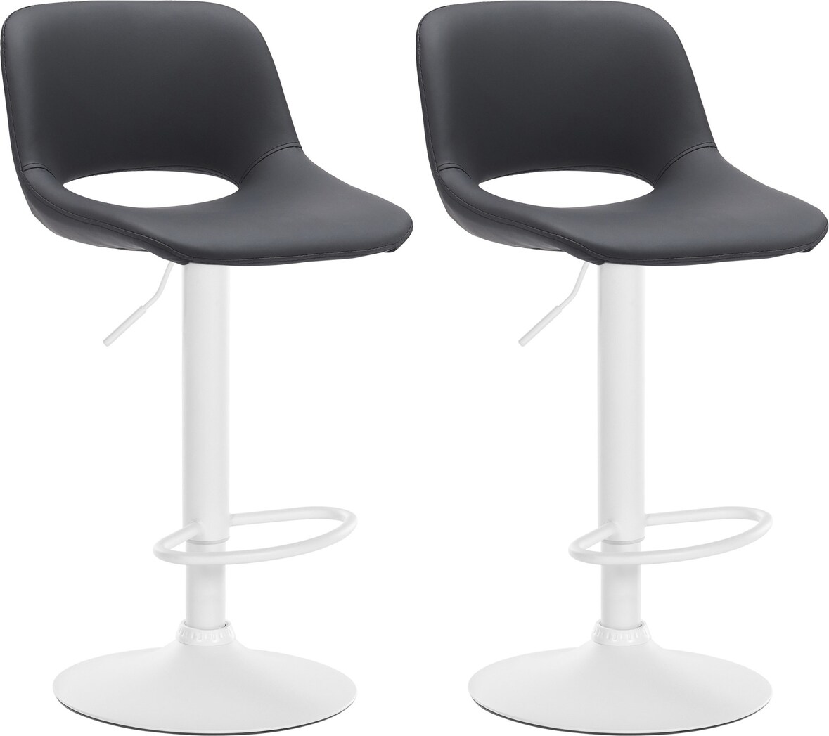 DELUKE® Barhocker 2er Set JAKSON - Schwarz, Kunstleder, Weiß | Barhocker mit Lehne Barstuhl Tresenhocker Tresenstuhl Kneipenhocker Kneipenstuhl
