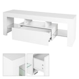 thumbnail of ML-Design TV-Lowboard 130x49x45 cm Weiß Holz LED Glasregal Modern Fernsehschrank TV-Möbel Wohnzimmer