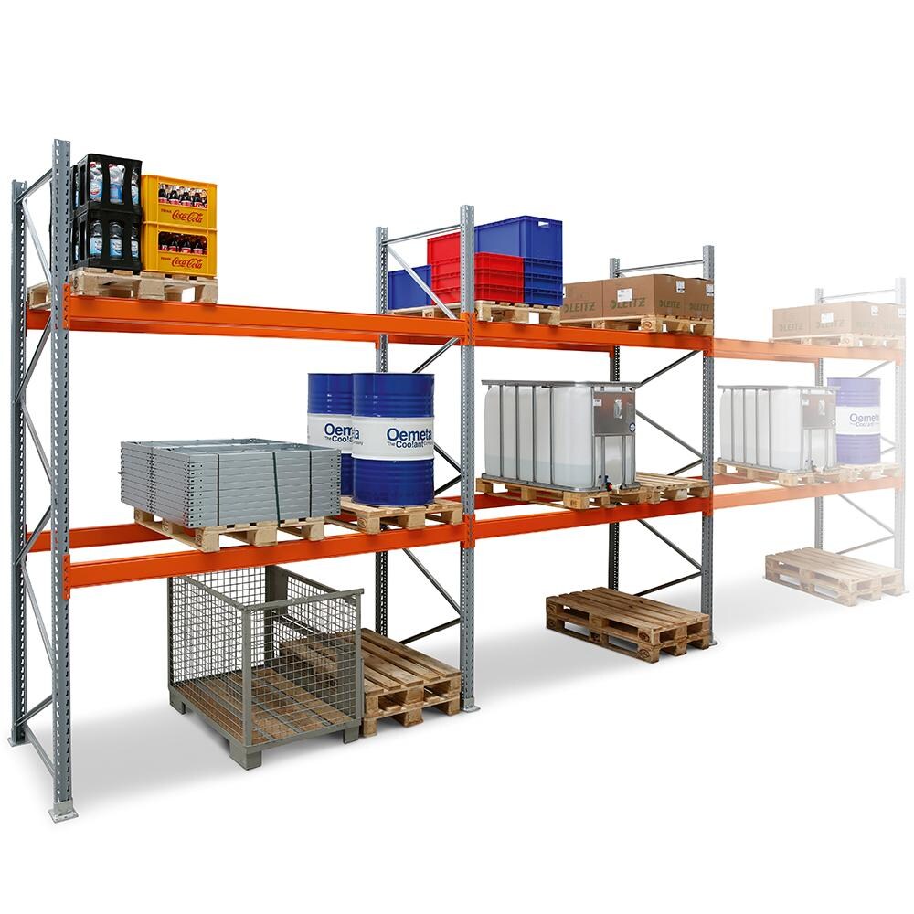 PROREGAL Palettenregal | Tall | HxBxT 350x565x110cm| Fachlast 2000 kg | 3-Ebenen | Grundfeld