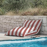 thumbnail of Pouf rayé XL imperméable coussin géant 140x120 cm argile et blanc