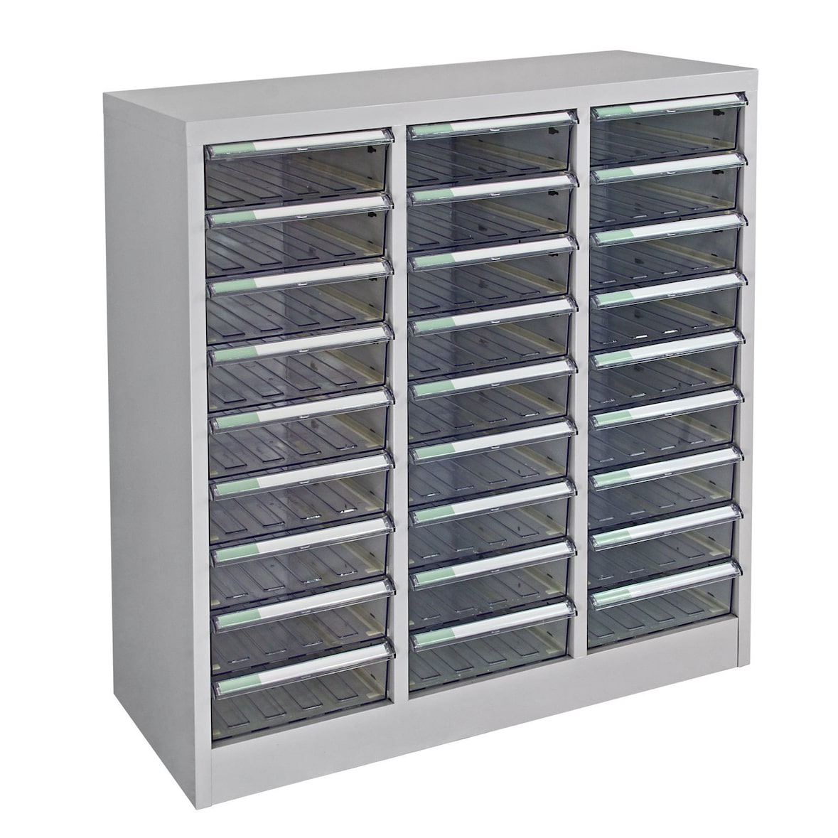 PROREGAL Schubladencontainer Kobra mit 27 Schubladen | HxBxT 88x80x35cm | Lichtgrau