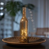 thumbnail of Jinfa  Glas Lichterflasche in Gold mit LED Beleuchtung Ø 8 cm,  Höhe 29cm