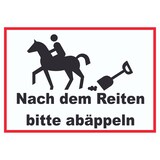 thumbnail of Bitte abäppeln Schild Pferde, Reitplatz A2 (420x594mm)