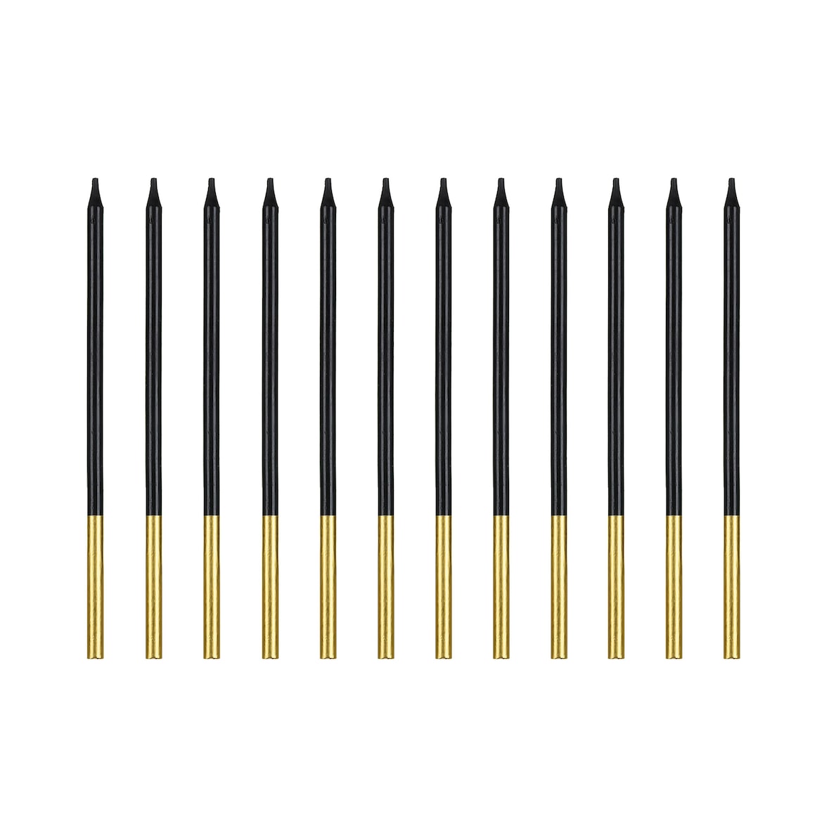 Geburtstagskerzen 14cm glatt 12er Set Kuchenkerzen Geburtstag Kerzen Torte Geburtstagskuchen Tortenkerzen Schwarz Gold