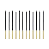 thumbnail of Geburtstagskerzen 14cm glatt 12er Set Kuchenkerzen Geburtstag Kerzen Torte Geburtstagskuchen Tortenkerzen Schwarz Gold