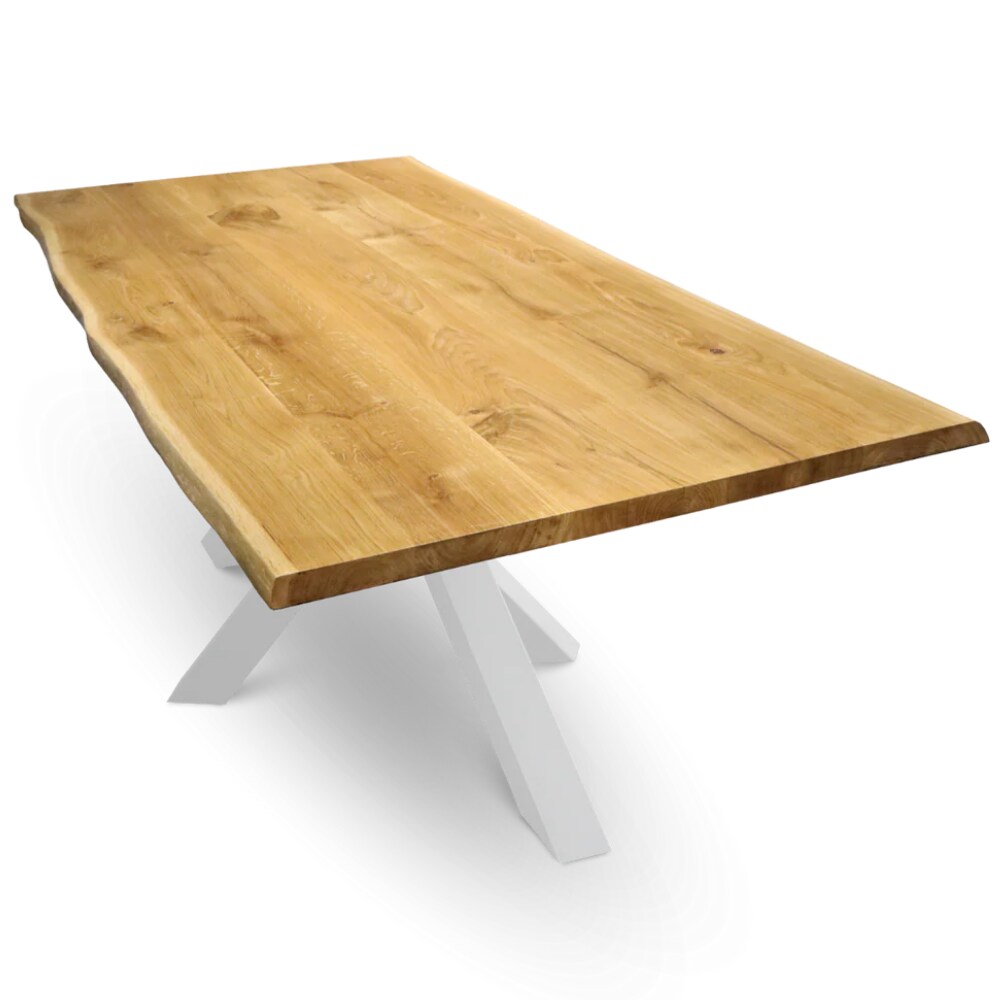 DELUKE® Massivholzplatte Eiche mit Baumkante ERIK - 160x80cm | Tischplatte rechteckig Holzplatte Arbeitsplatte aus Massivholz