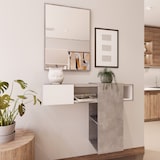 thumbnail of Mobile Danzica Mobiletto da Ingresso Mensola Sospesa con Specchio E Ripiani Scorrevole Arredo Arredamento Sala 100 x 31.5 x 75 cm Bianco e Cemento