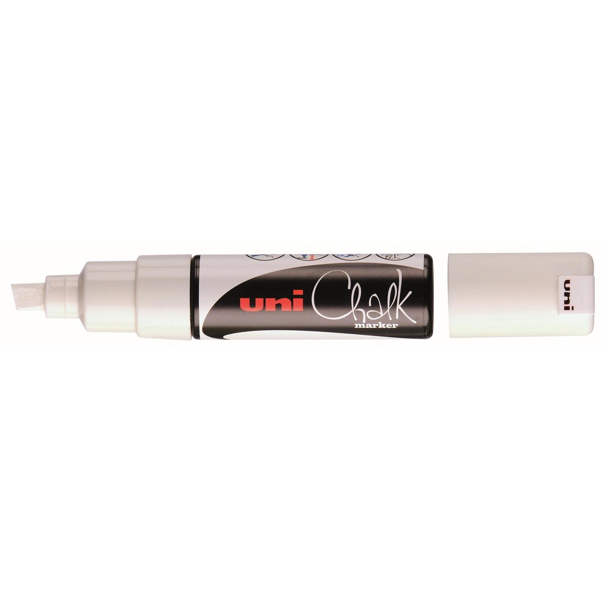 UNI-BALL Marqueur craie Pte biseautée large CHALK Marker PWE8K 8mm Blanc x 6