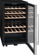 thumbnail of LA SOMMELIERE Cantinetta vino doppiazona per il servizio con porta vetro full glass nera con bordo inox. Larghezza 48cm, altezza 86cm