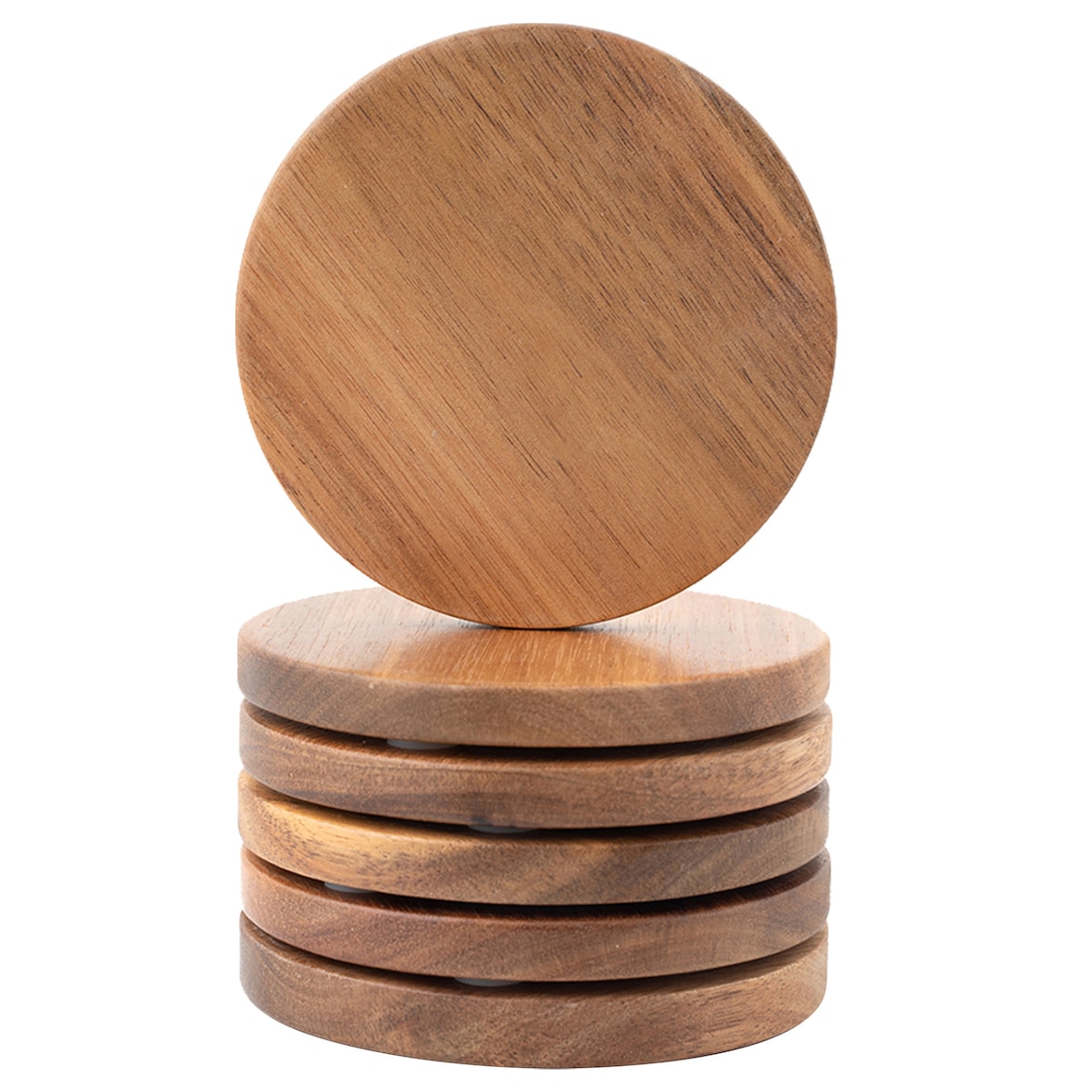 IvoQ Acacia Houten Onderzetters - Stijlvolle Bescherming voor Elke Tafel - Set van 6