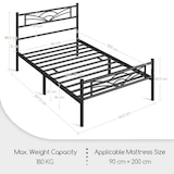 thumbnail of Yaheetech Bettrahmen Metallbett Gästebett Bettgestell aus Metall, Modern Jugendbett mit Lattenrost, für Schlafzimmer Gästezimmer 90 x 200 cm/Schwarz