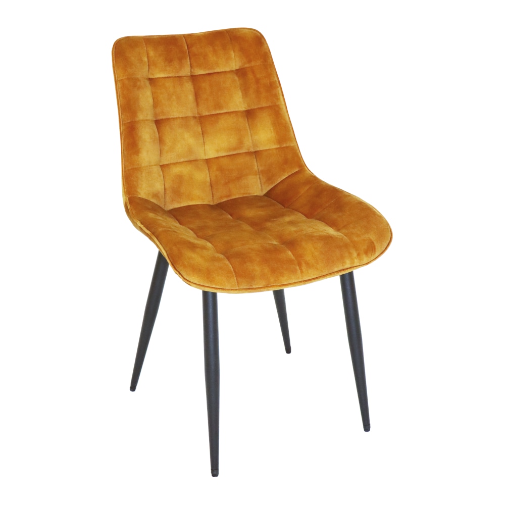 Cléa Chaise structure métal noir - ass et dossier capitonés or