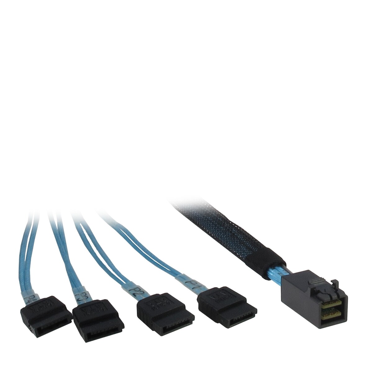 Inter-Tech 0.5m SFF 8643/4x SATA, 0,5 m, SFF 8643, 4x SATA, Männlich/Männlich, Schwarz, Blau, 35 g