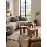 thumbnail of Holz Satztisch Set ``Nako``: 3-teilig, Landhaus-Stil, Massivholz, platzsparend, 45x50x36 cm, 37x38x30 cm, 30x25x25 cm. Beige | Kadima Design