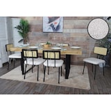 thumbnail of Lote de 6 sillas de comedor HWC-K88, sillón silla, madera poly rattan metal bouclé ~ tela/textil blanco