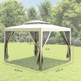 thumbnail of Outsunny Pérgola de Jardim com 4 Mosquiteiras Teto Duplo 8 Orifícios de Drenagem e Estrutura de Metal 297x297x268 cm Creme