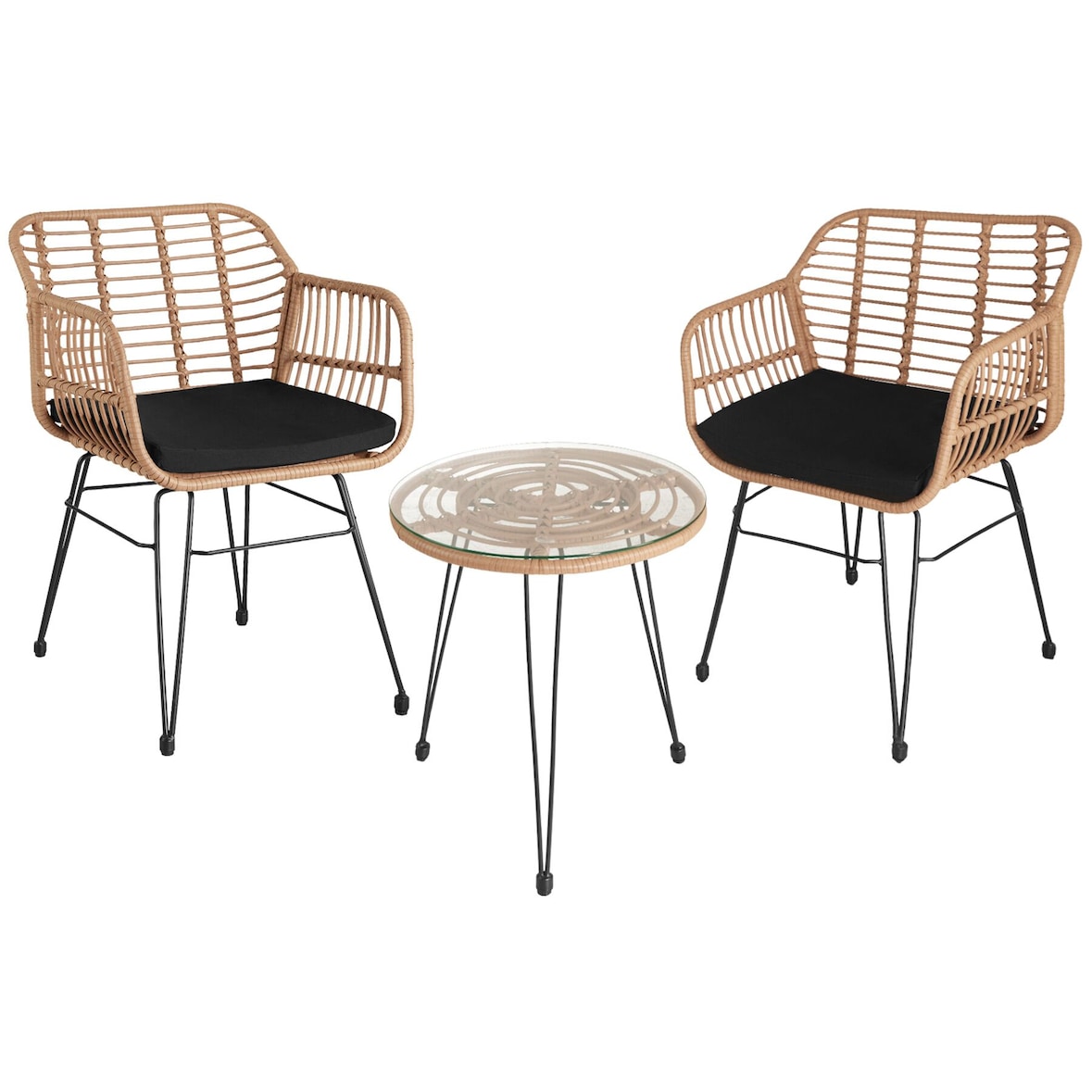 tectake Salon de jardin en rotin Molfetta - marron naturel - 403558