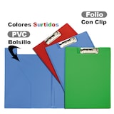 thumbnail of Carpeta de PVC tamaño folio con pinza miniclip escote rojo
