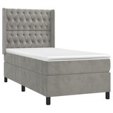 thumbnail of vidaXL Boxspringbett mit Matratze & LED Hellgrau 90x200 cm Samt