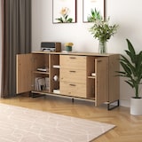 thumbnail of Merax Sideboard mit LED-Beleuchtung und Glasablagen, Kommode Holz mit großem Stauraum und verstellbare Einlegeböden