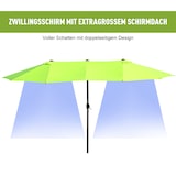 thumbnail of Doppel-Sonnenschirm Stahl Grün 460x270x240 cm mit Handkurbel, 12 Metallstreben, großer Schattenspender für Garten und Terrasse