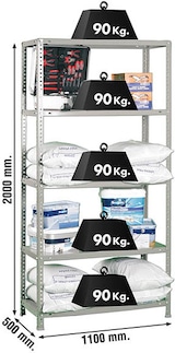 thumbnail of SimonRack Estantería Metálica con tornillos 2000x1100x500 mm, 5 Alturas, 90 kg de Punto Flexión, Gris - Comfort