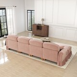 thumbnail of Modulares U-förmiges 4-Sitzer Sofa Chenille 93x350x140 cm Rosa mit abnehmbaren Rüschen und flexiblem Hocker