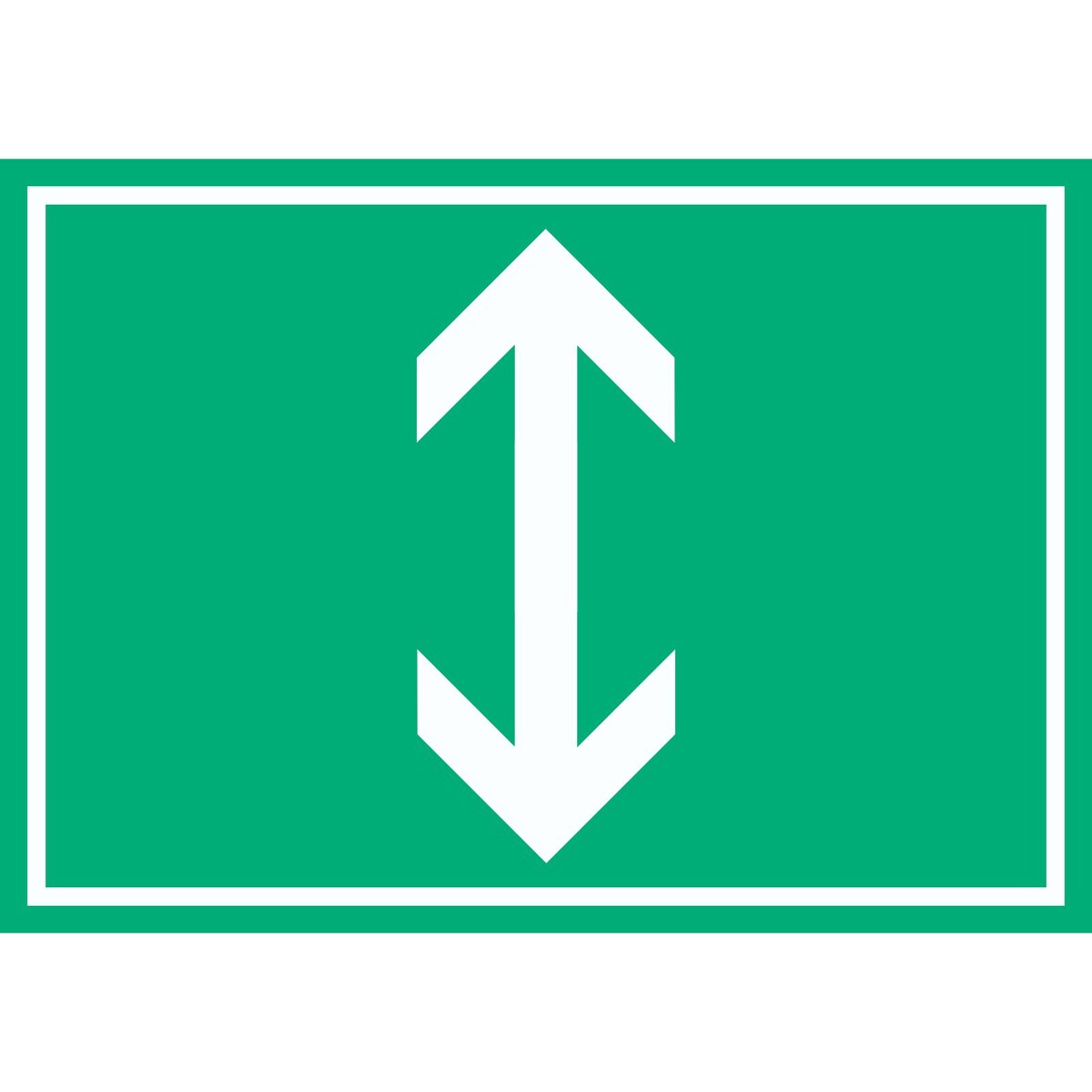 Richtungspfeil hoch runter Schild waagerecht weiss grün Pfeil A1 Rückseite selbstklebend