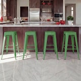 thumbnail of Set di 4 sgabelli da bar HWC-A73, sgabello da bar da banco, design industriale in metallo impilabile ~ verde