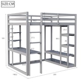 thumbnail of Hochbett 140x200 aus Massivholz mit integriertem Schreibtisch Regalen Stauraum platzsparend Funktionsbett stabile Konstruktion Grau