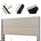 thumbnail of Merax Doppelbett 180x200 Polsterbett aus Leinen mit Lattenrost & Hydraulische Stauraum Beige