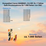 thumbnail of Kompatibel Canon 6446B001, CLI-551 XL Y Yellow Gelb Druckerpatrone für 1.000 Seiten von D&C