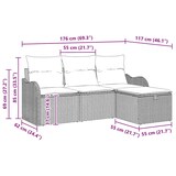 thumbnail of vidaXL Garten-Sofa-Set 4 pcs Grau 176 x 117 x 85 cm Poly Rattan