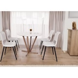 thumbnail of Bistrotisch HWC-M56, Tisch Esstisch, Massiv-Holz HPL Laminat Melamin Ø92cm, Beton-Optik, braunes Gestell