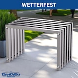 thumbnail of DanDiBo Sitzhocker Edelstahl Modern Wetterfest Metall Massiv 96643 Sitzbank 60 cm Outdoor Garten Hocker Lamellenbank Lamellenhocker