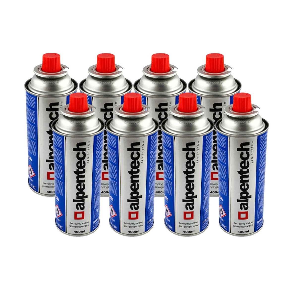 Packung mit 8 Gaskartuschen 250g Butan Camping Butane ALPENTECH