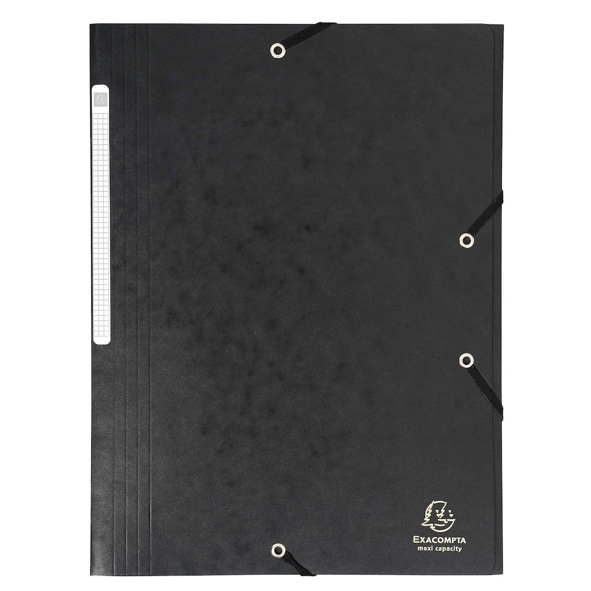 Exacompta  Cod. 17116H - Cartella 3 lembi con elastici Maxi capacity cartoncino lustré  425 g/mq - A4 nero  - Confezione da  25 pz.