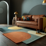 thumbnail of Abstrakt-Geometrischer Wollteppich `Thames Lily` - Farbe: Türkis, 150x240 cm | Kadima Design