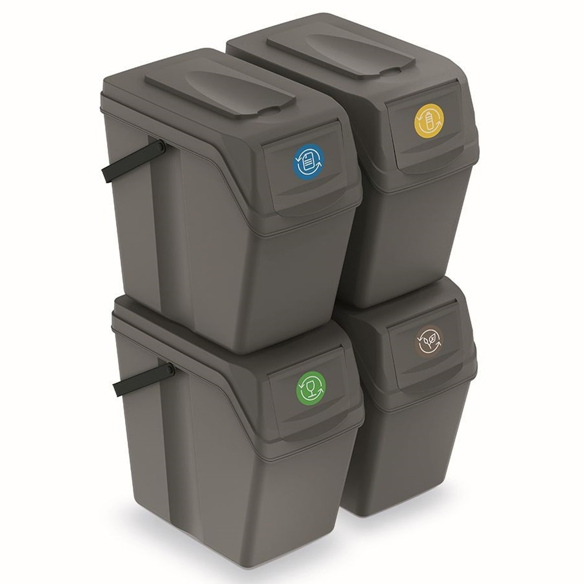 Keden - Set de 4 Cubos de Basura  Sortibox para Reciclado Gris 4x25L