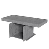 thumbnail of Ausziehbarer Esstisch mit Stauraum 180x80x76 cm Betonoptik Grau, Automatik Teleskopauszug, rechteckig, platzsparend für Essen und Arbeiten