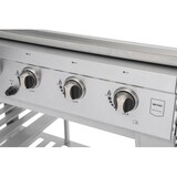 thumbnail of METRO PROFESSIONAL Barbecue Plancha à 6 brûleurs sur chariot, acier revêtu en poudre, 165 x 62 x 101 cm, puissance 22,2 kW, 4 roulettes, argent